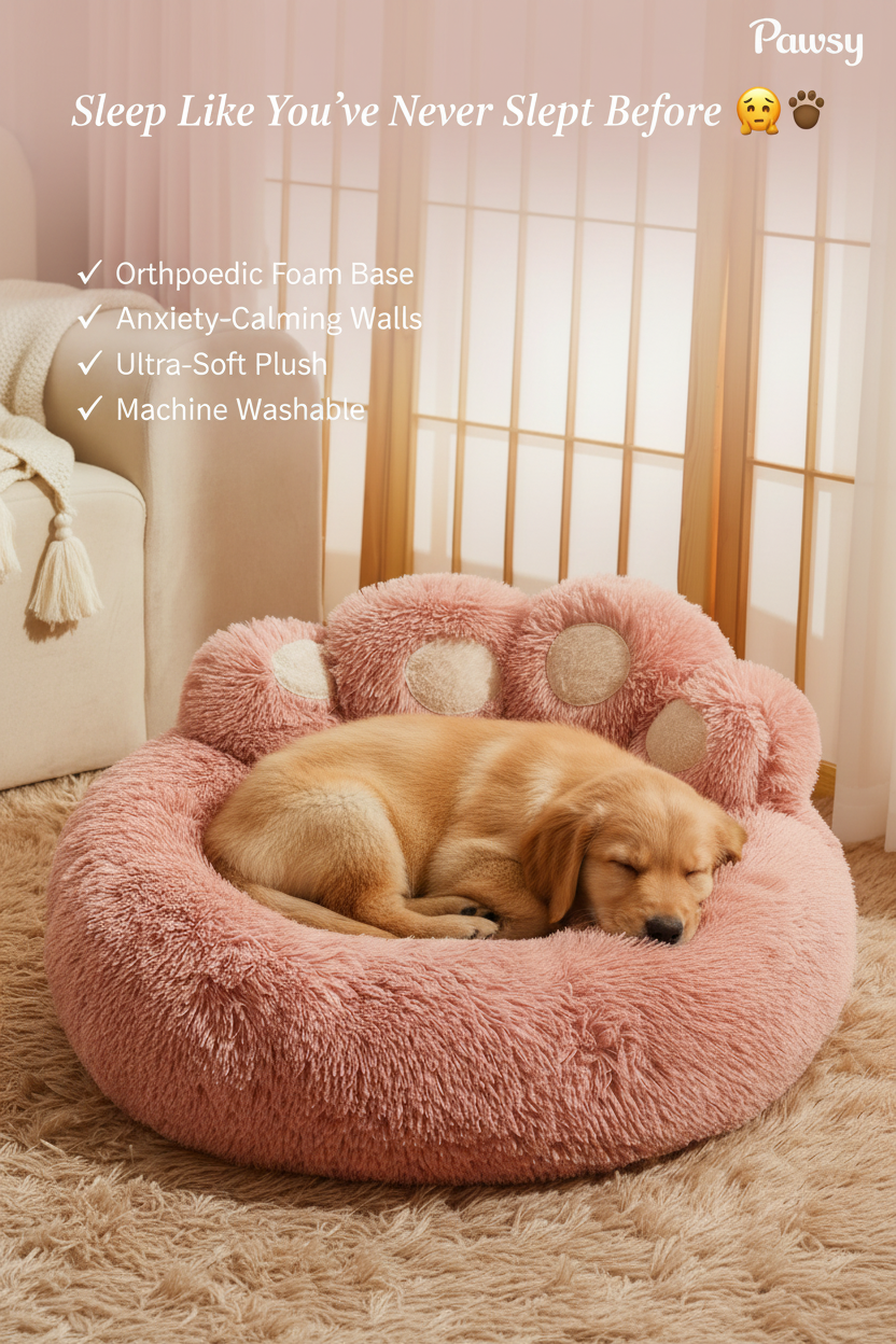 Pink Bed + Puppy - With Product